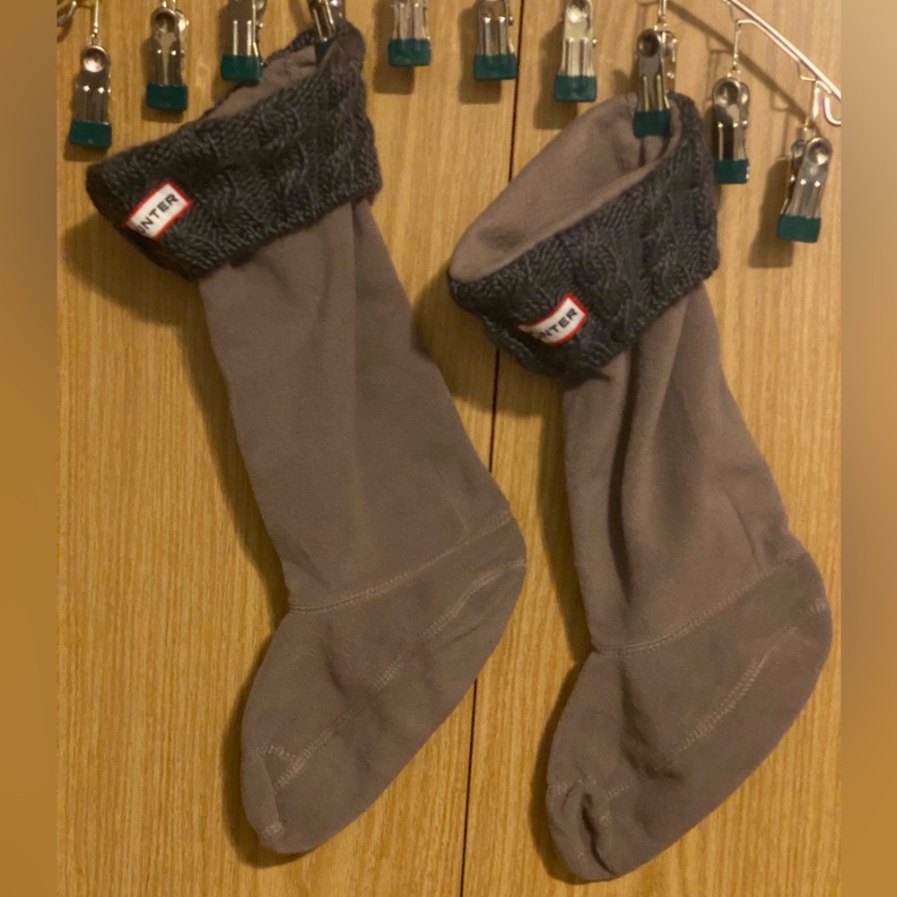 Hunter Cable Knit Gray Fleece Boot Socks | Size M (US 5–7)